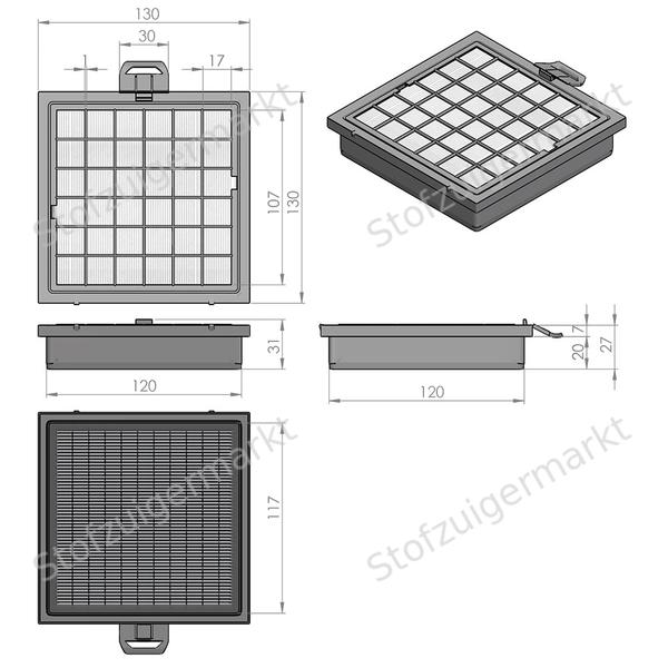 Vlakfilter - Bosch/Siemens Proparquet/Synchropower - HEPA - doos